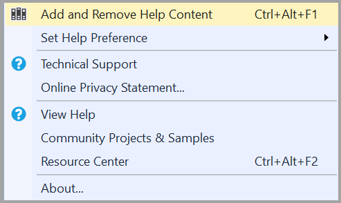 Screenshot of HelpViewer Add Remove Content.