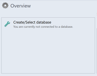 Screenshot of MAP Create/Select DB.
