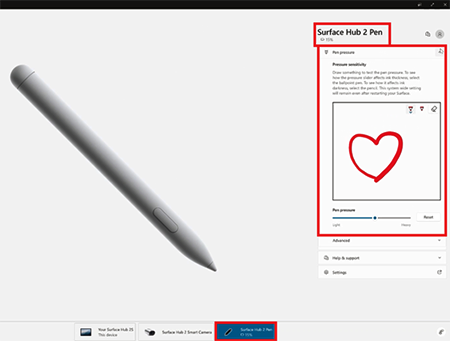 Настройка давления на ручку Surface Hub