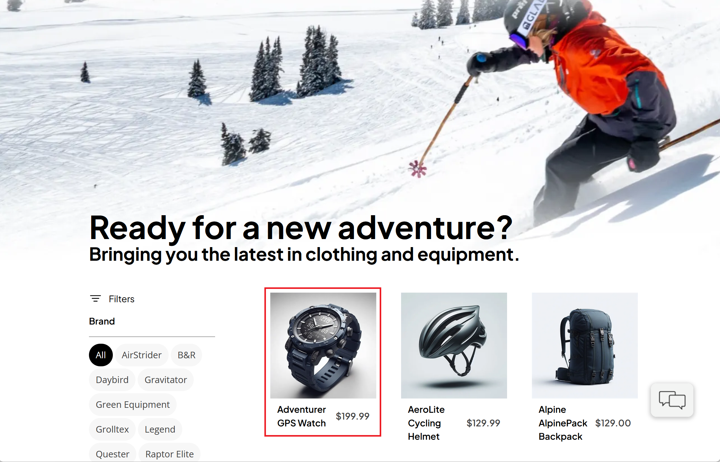 Снимок экрана: домашняя страница для веб-приложения eShop.