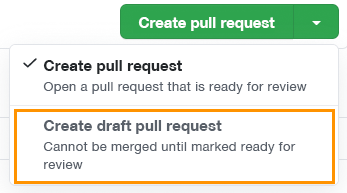 Снимок экрана с черновиком запроса на включение изменений