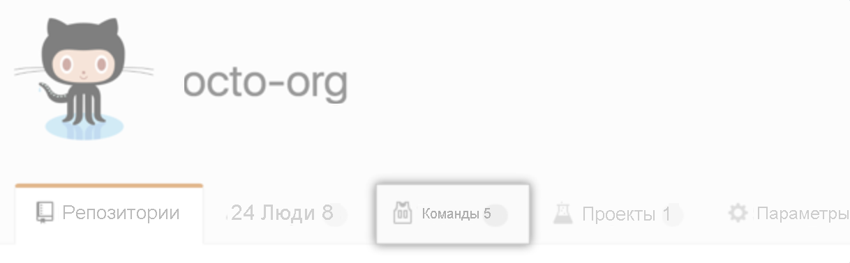 Снимок экрана: экран организации с выделенной вкладкой Teams.