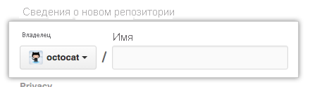 Снимок экрана: новое имя владельца репозитория импорта.