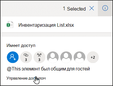 Владельцы файлов могут в любое время отменить или изменить разрешения на общий доступ, щелкнув панель сведений и выбрав 