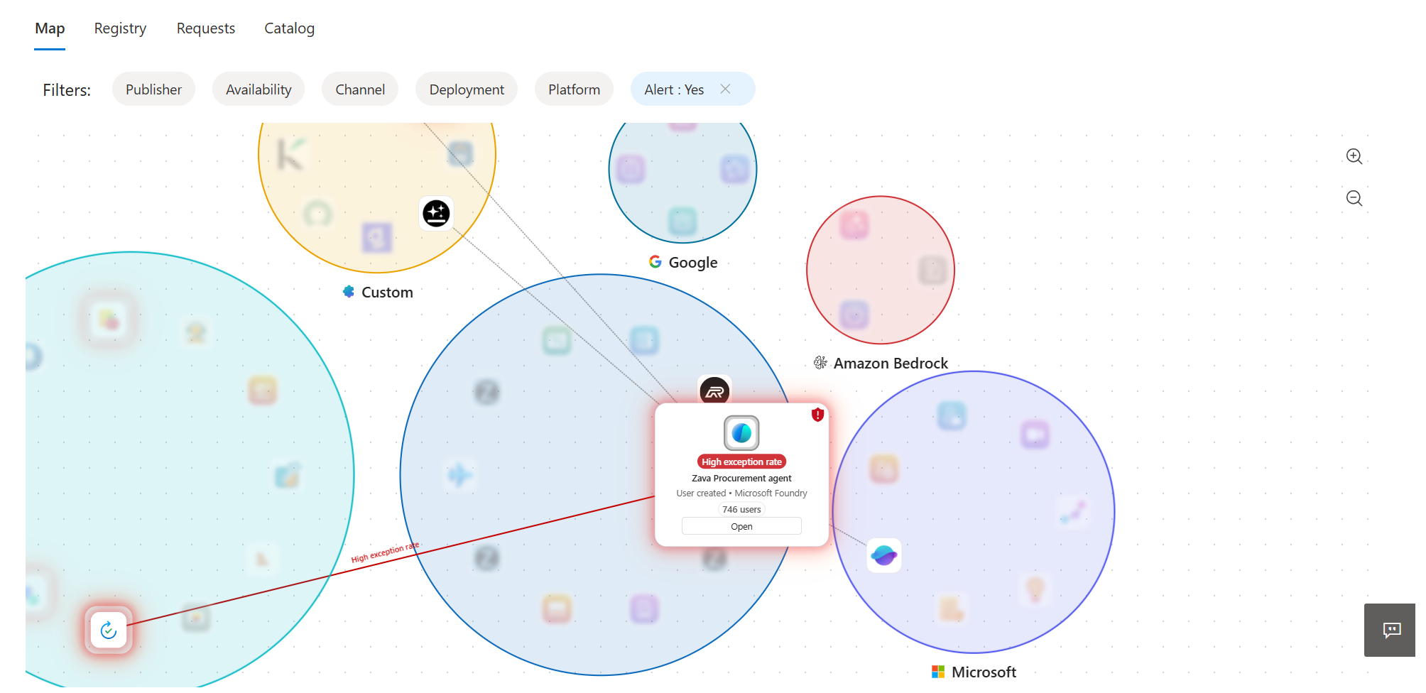 Screenshot of the agents at risk on the agent map.