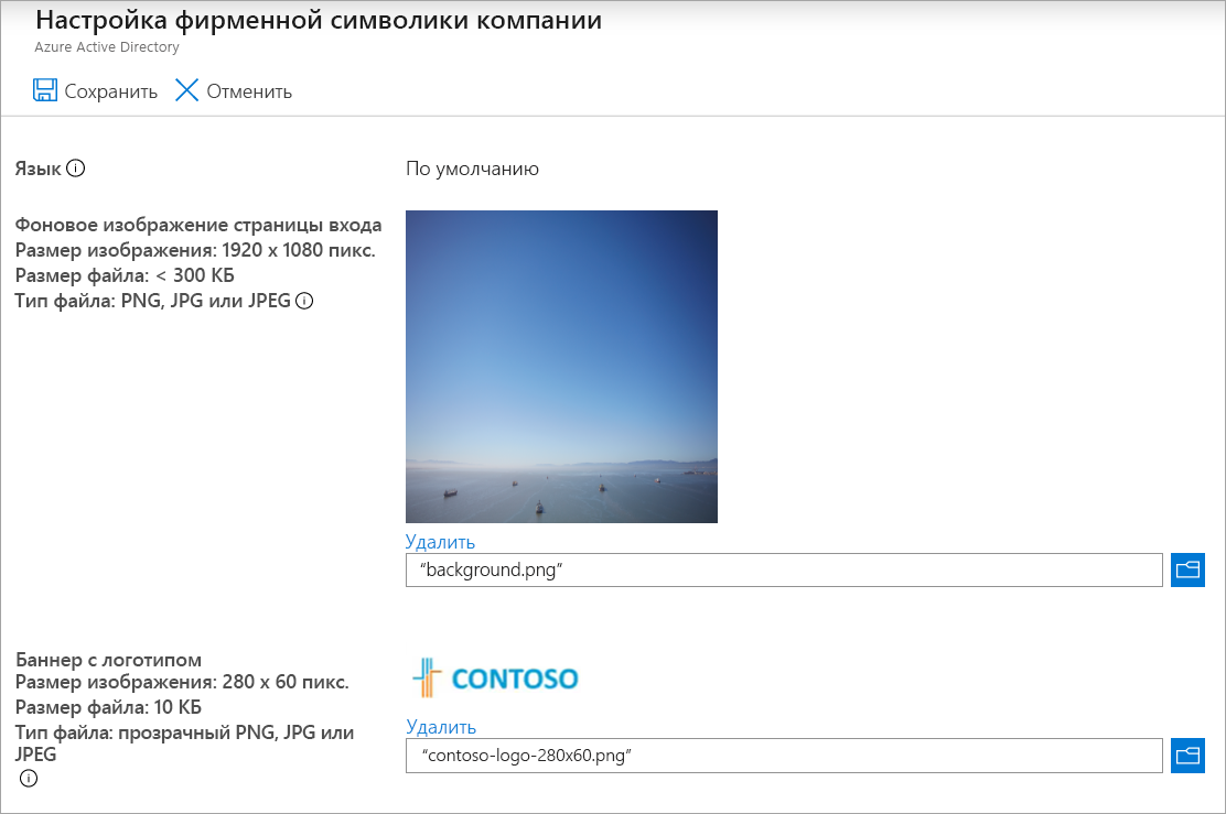 Screenshot that shows the configure company branding form.