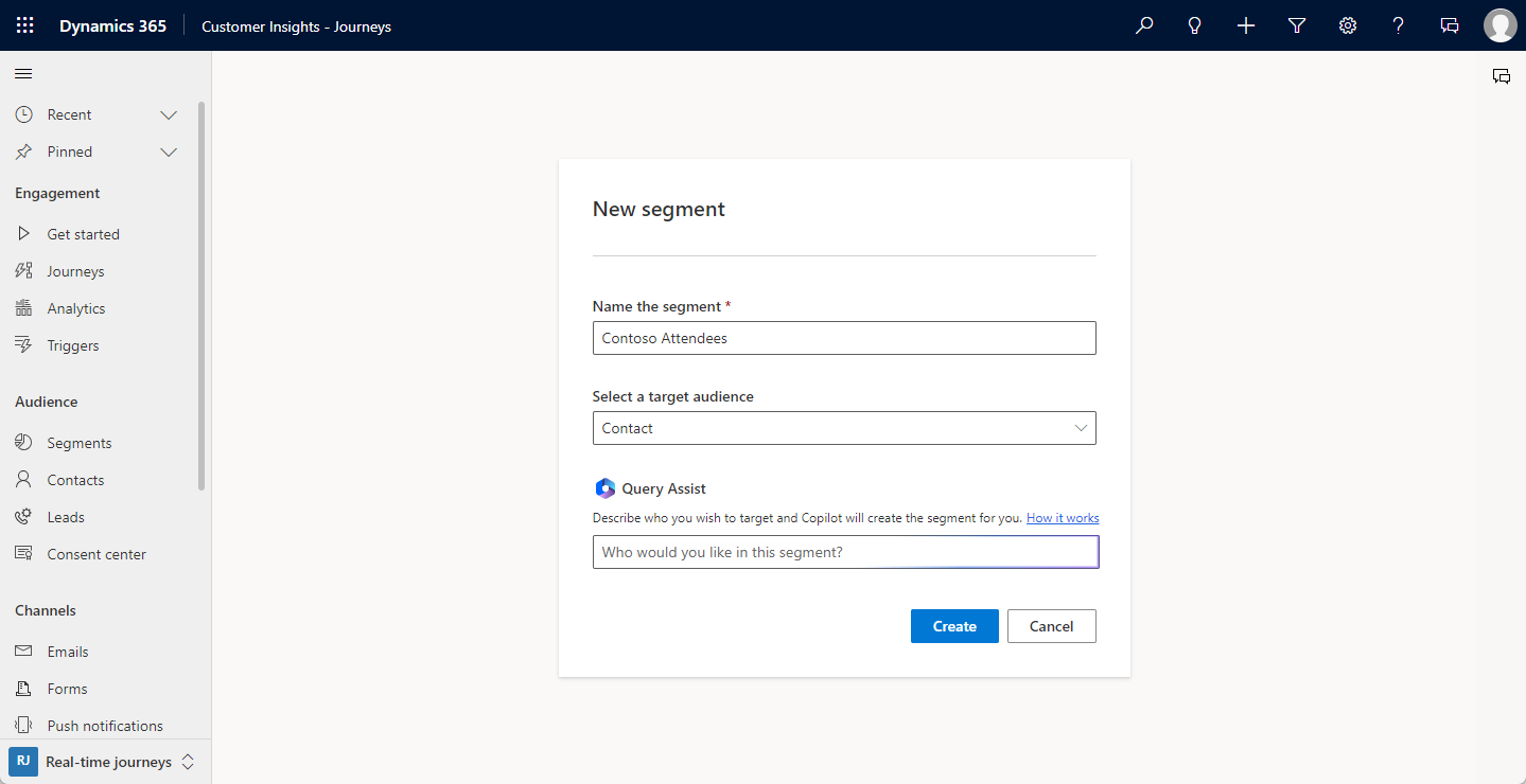 Screenshot of creating a segment using Copilot Query Assist.