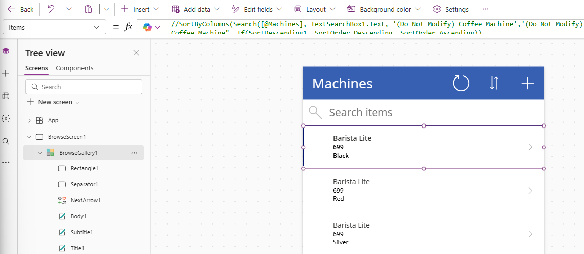 Screenshot of deselecting field.
