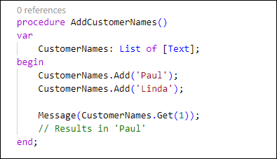 Example displaying a basic List data type.