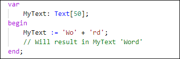 Example of using a String operator in AL.