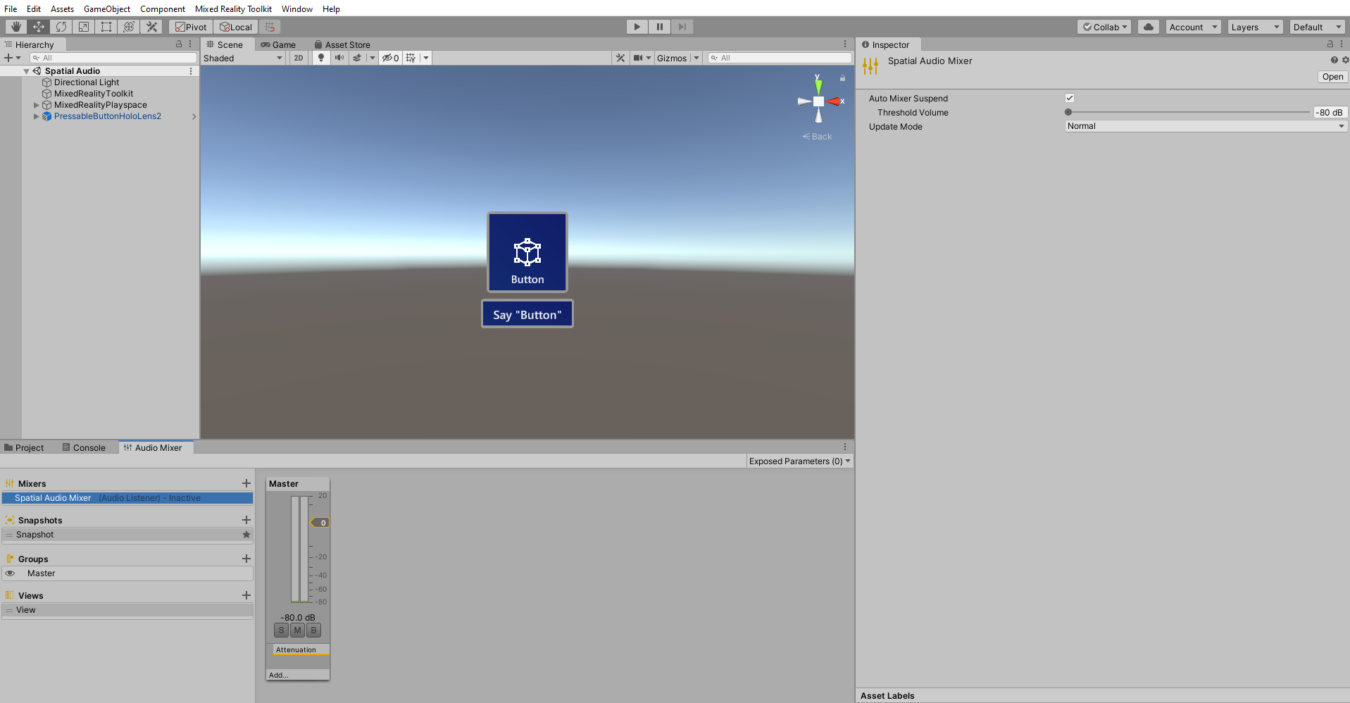 Screenshot of the Mixer panel with first mixer.