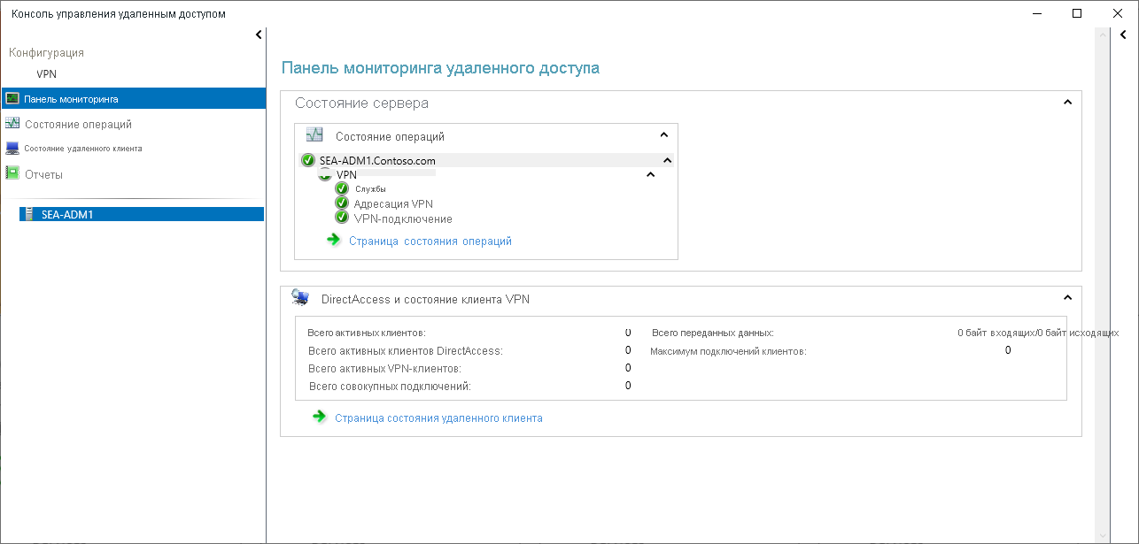 Снимок экрана: консоль управления удаленным доступом. Выбрана панель мониторинга.