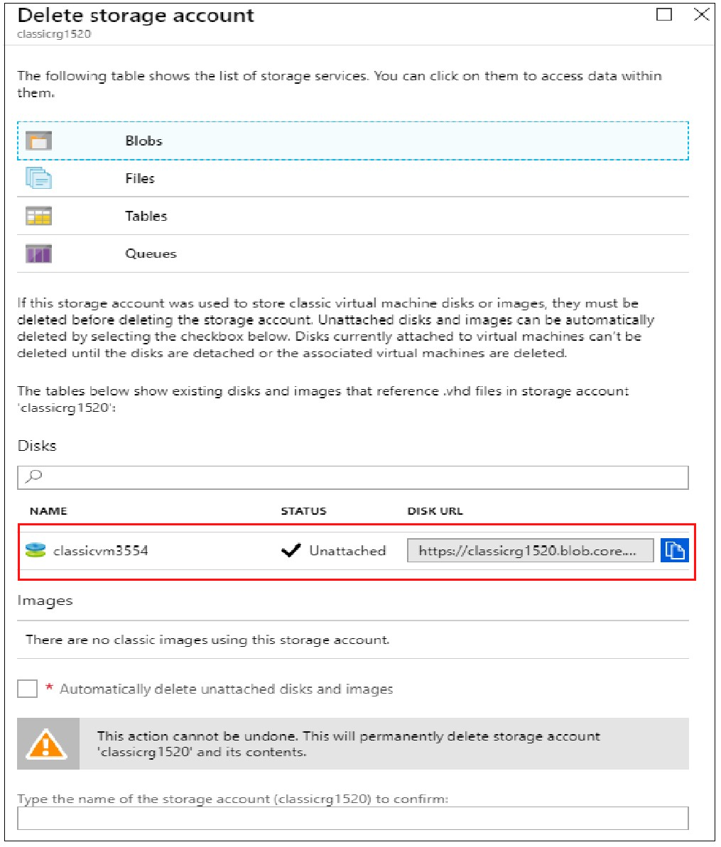 Устранение ошибок при удалении классических учетных записей хранения Azure,  контейнеров или виртуальных жестких дисков - Azure | Microsoft Learn