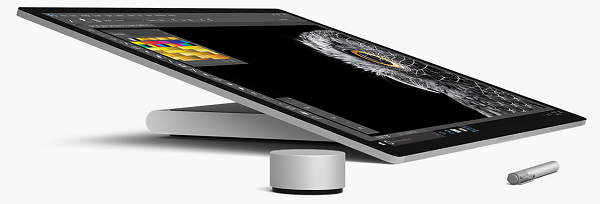 Surface Dial с Surface Studio и пером.