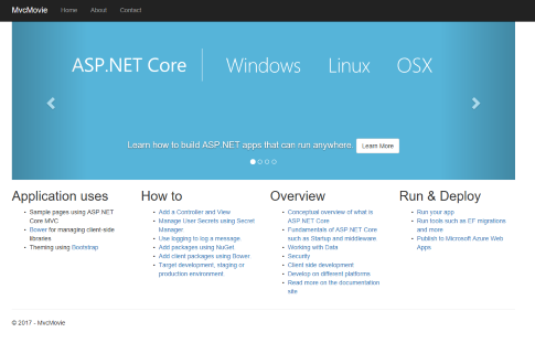 Веб-страница ASP.NET Core, открытая с локального узла в контейнере