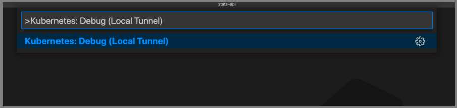 Screenshot showing Debug (Local Tunnel) command in VS Code