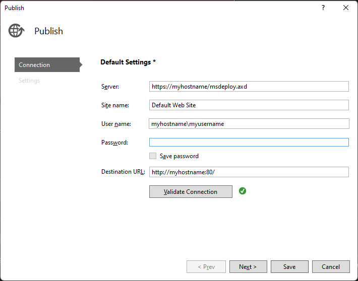 Edit settings in the Publish tool