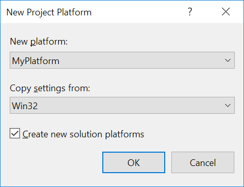 The New platform choice in the New Project Platform dialog