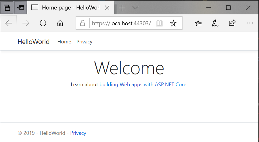  Screenshot shows the Home page for the web app in the browser window.