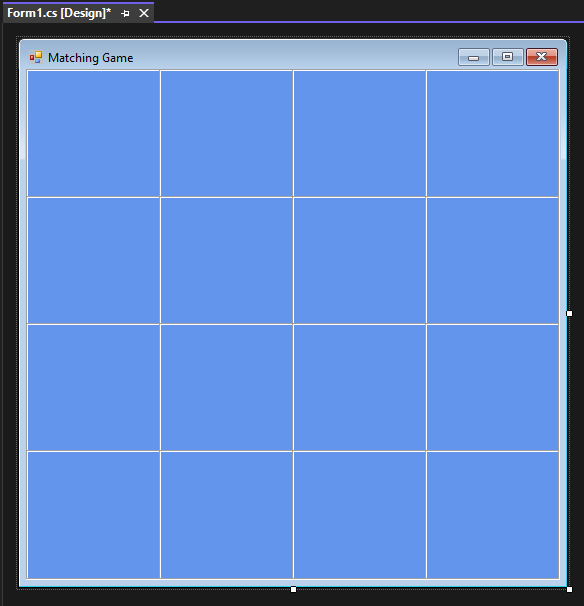 Screenshot shows the Forms tab with a four by four grid.