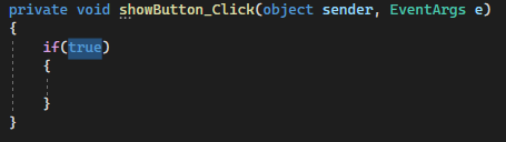 На снимке экрана отображается обработчик событий для кнопки 