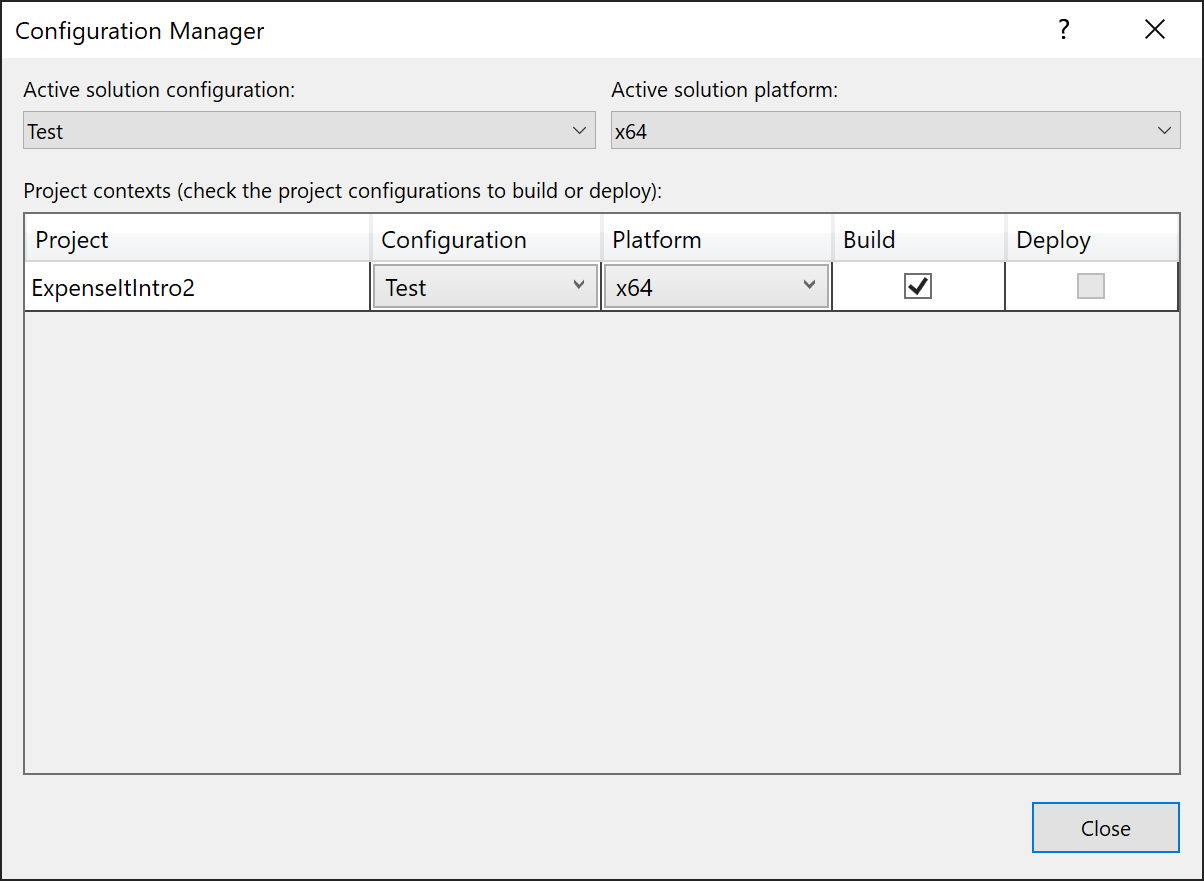 Test configuration