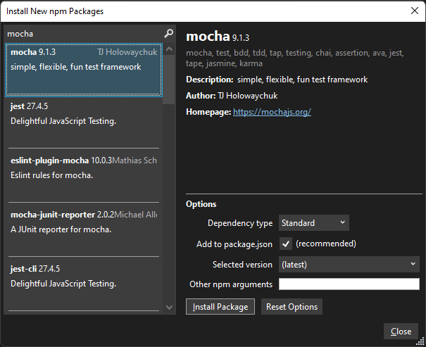 Управление пакетами npm для проектов Node.js и ASP.NET Core - Visual Studio  (Windows) | Microsoft Learn