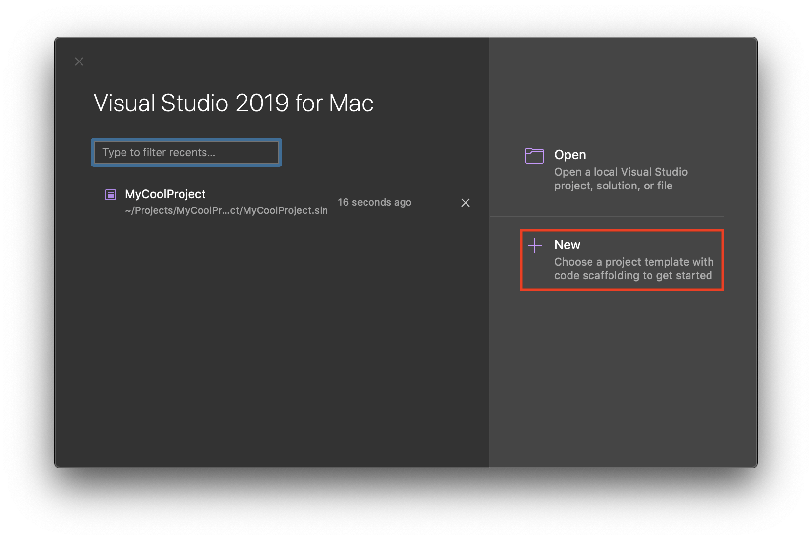 Создание проектов и решений - Visual Studio for Mac | Microsoft Learn