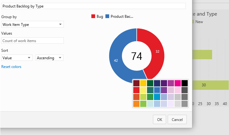 Customize colors in work item charts
