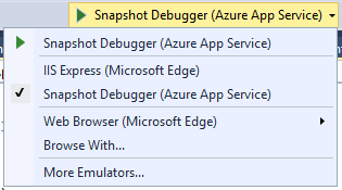 Запуск Snapshot Debugger для приложения ASP.NET