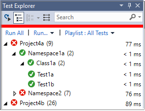 Test Explorer Hierarchy View