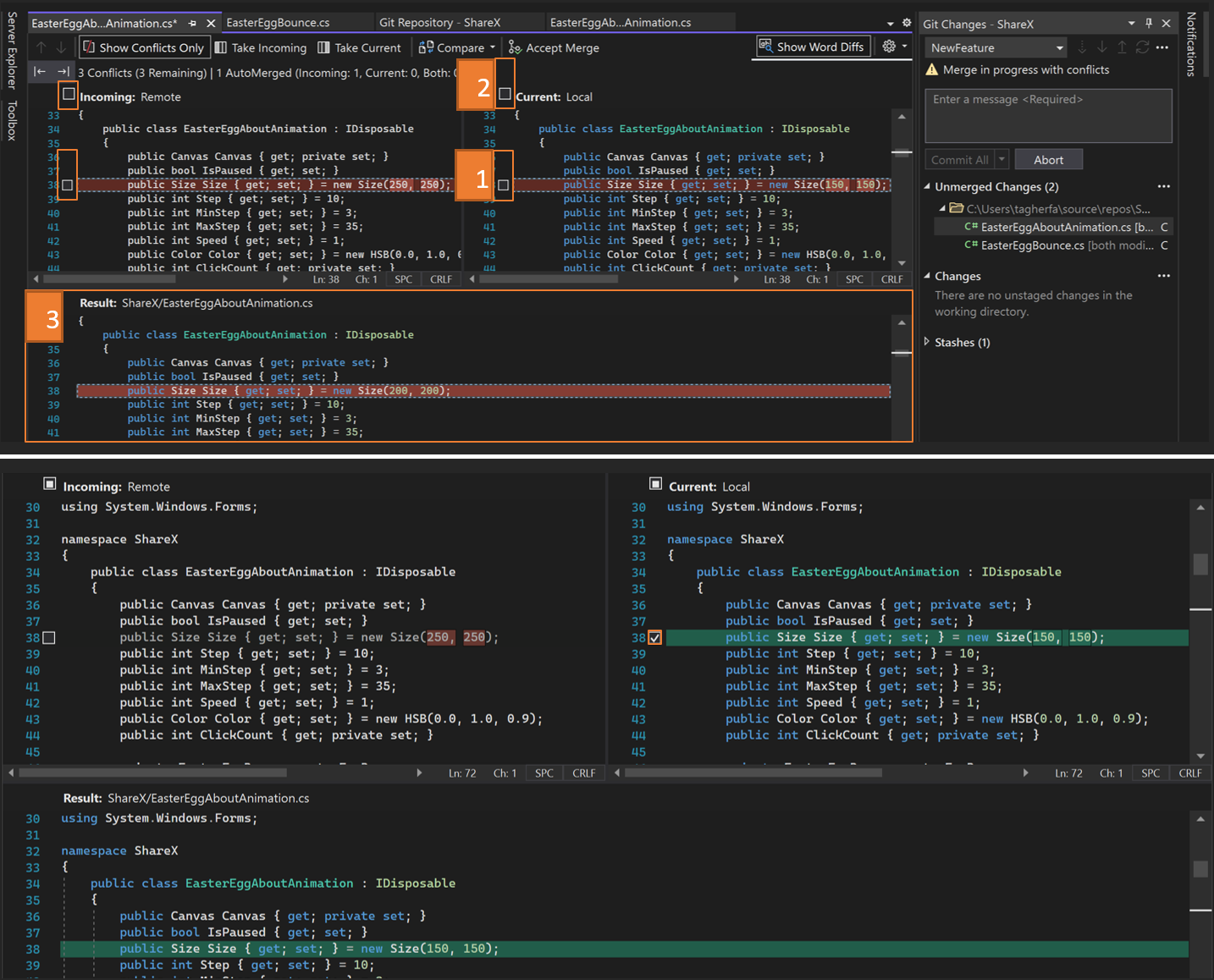 Bitbucket git  merge conflict