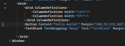 Снимок экрана: изменение редактора кода с желтой полосой.