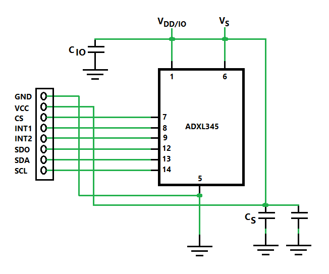 Adxl345 схема подключения