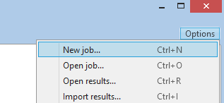 Снимок экрана: меню