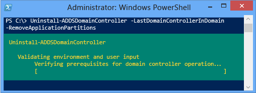 PowerShell Uninstall-ADDSDomainController -LastDomainControllerInDomain Example