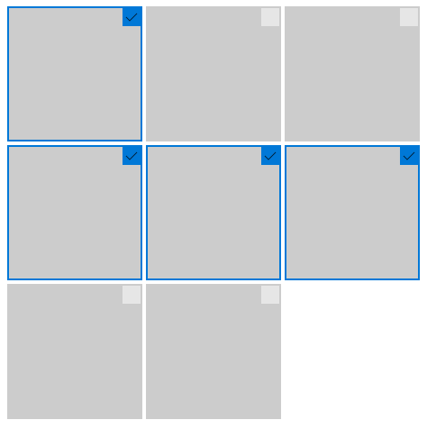 Макет элементов gridview