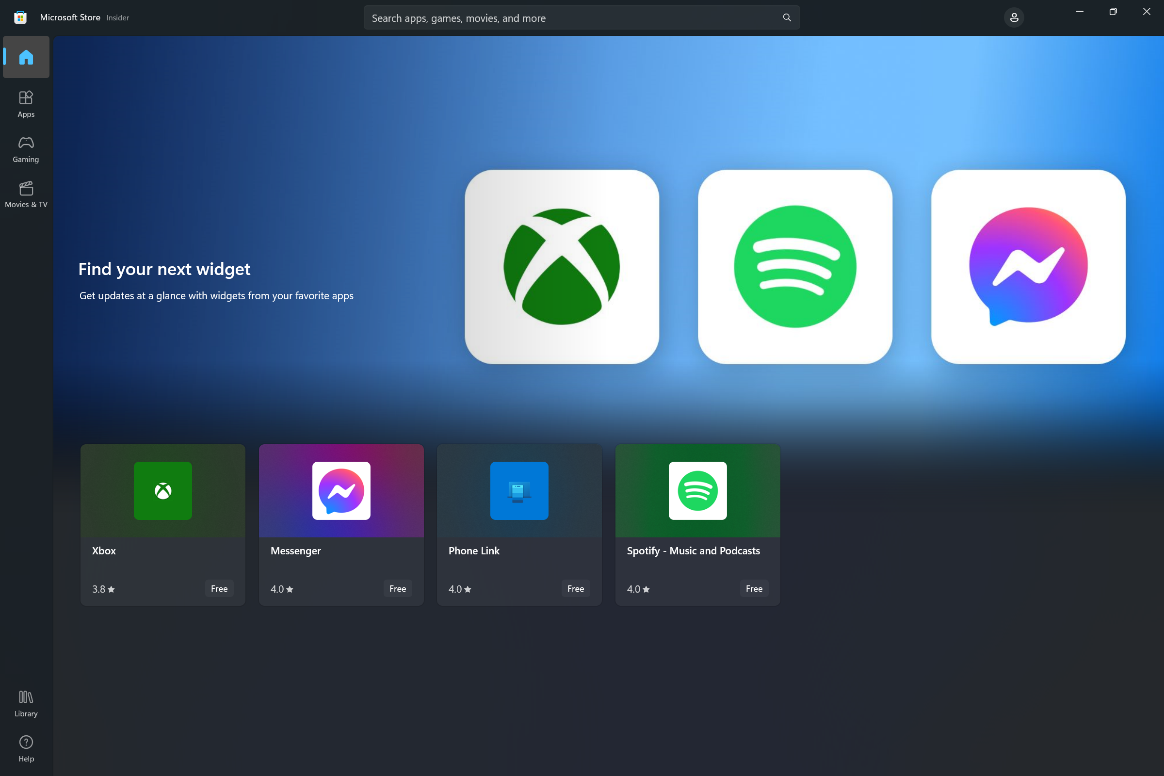 Снимок экрана: Microsoft Store с коллекцией мини-приложений, которая позволяет пользователям обнаруживать приложения с мини-приложениями Windows.