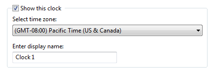screen shot of desktop clock options