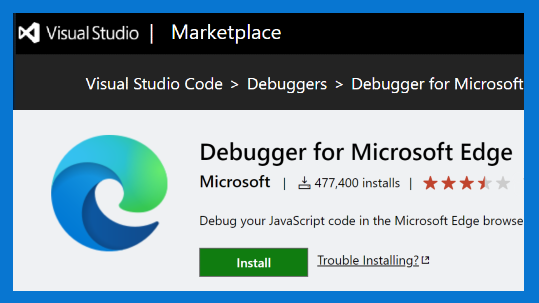 Расширение Microsoft Edge Debugger для VS Marketplace