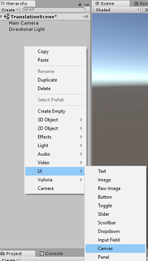 Добавьте новый объект пользовательского интерфейса Canvas.
