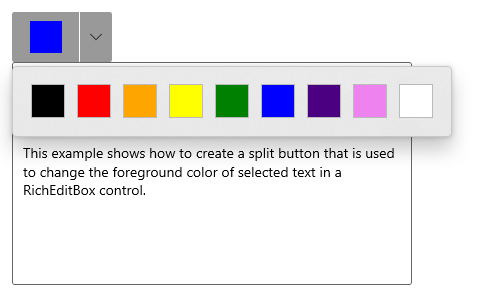 Разворачивающаяся кнопка для выбора цвета переднего плана