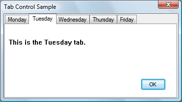 screen shot of a property sheet with five tabs, one for each day of the week