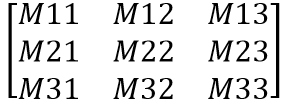 , показана матрица 3 на 3 со значениями M11, M12, M13, M21, M22, M23, M31, M32, M33.