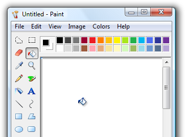 Снимок экрана: указатель в форме контейнера с краской 