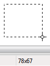 Снимок экрана: строка состояния, показывающая количество пикселей 