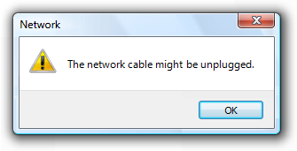 Снимок экрана: предупреждение о отключении кабеля 