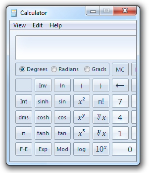 Снимок экрана усеченного калькулятора 