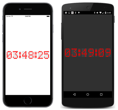 Triple screenshot of dot matrix clock