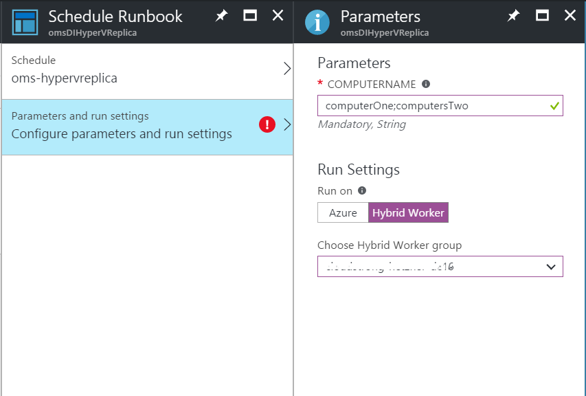 Azure Automation Linking Schedule Hyper-V Replica OMS Solution